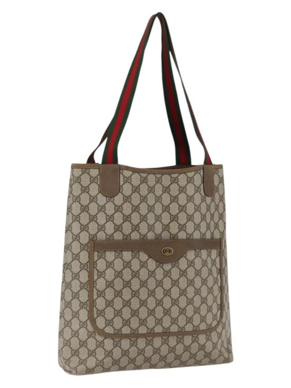 GUCCI GG Supreme Web Sherry Line Tote Bag PVC Beige Gold 39 02 003 Auth 173540 - Picture 10 of 13